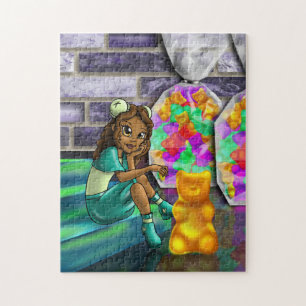 Beren van Afrikaanse Amerikaanse meisjes en Gummy Legpuzzel