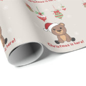Beren van beer "Merry KerstWinter Animals" Ompakke Cadeaupapier (Rol Hoek)