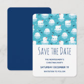 Beren van de Cute Polar in Santa Hats-kerstfeest Save The Date (Voorkant / Achterkant)