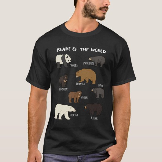 Beren van het Beer Panda-zwart Polar T-shirt (Voorkant)