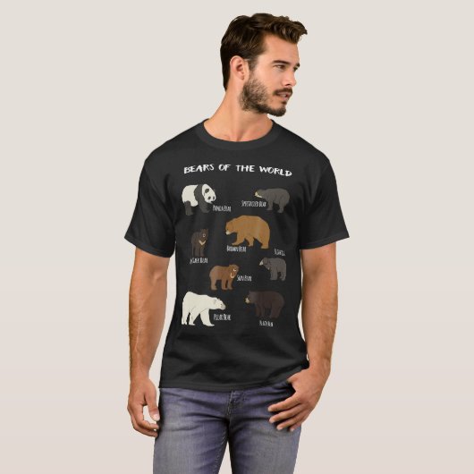 Beren van het Beer Panda-zwart Polar T-shirt (Voorkant volledig)