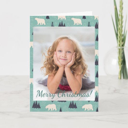 Beren van kerstpolen Evergreen Trees Sneeuwfoto Notitiekaartje (Voorkant)