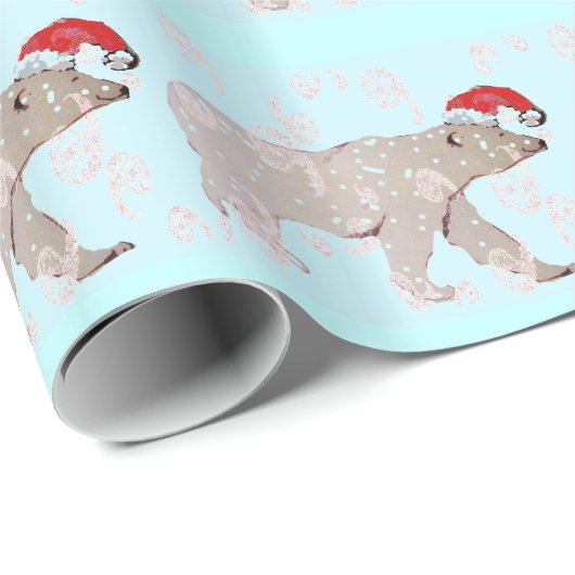Beren van Paisley Santa Polar Cadeaupapier (Rol Hoek)