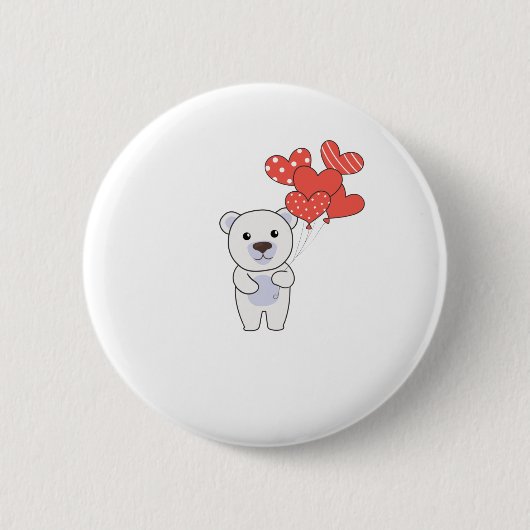 Beren van pooldieren met hartballonnen ronde button 5,7 cm (Voorkant)