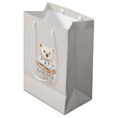 Beren verjaardag Crème Cupcake Medium Cadeauzakje (Voorkant Gekanteld)