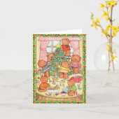 Beren versieren kerstboom kaart (Gele Bloem)