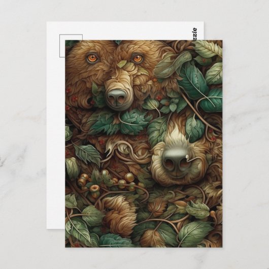 Beren verstoppen zich in het bos Briefkaart (Voorkant / Achterkant)
