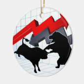 Beren versus Bulls Stock Market Concept Keramisch Ornament (Links)
