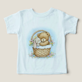 Beren welp en konijn in een geweven mand