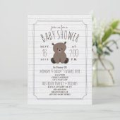 Beren welp grijs houten Baby shower Kaart (Staand voorkant)