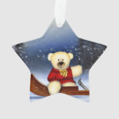 Beren welp in een slee in de sneeuw ornament (achterkant)