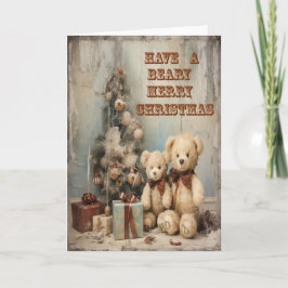 Beren Wenskaart Grungy Merry Christmas Kaart