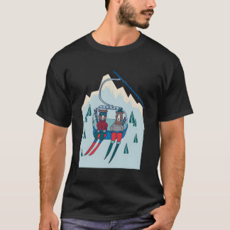 Beren zitten in skilift in de bergen kerst t-shirt