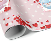 Beren zoenen met een rood liefdeshart cadeaupapier (Rol Hoek)