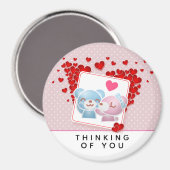 Beren zoenen met een rood liefdeshart magneet (Voorkant / Achterkant)