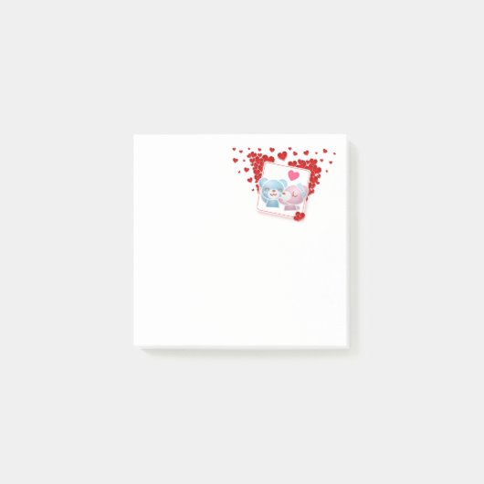 Beren zoenen met een rood liefdeshart post-it® notes (Voorkant)