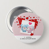 Beren zoenen met een rood liefdeshart ronde button 7,6 cm (Voorkant /achterkant)