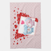 Beren zoenen met een rood liefdeshart theedoek (Verticaal)