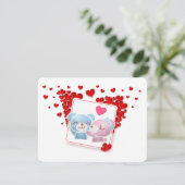 Beren zoenen met liefdesharten feestdagenkaart (Staand voorkant)