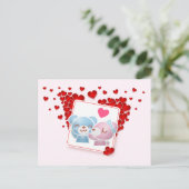 Beren zoenen met liefdesharten overal briefkaart (Staand voorkant)