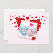 Beren zoenen met liefdesharten overal briefkaart (Voorkant / Achterkant)