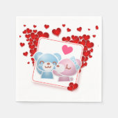 Beren zoenen met liefdesharten overal servet (Voorkant)