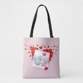 Beren zoenen met liefdesharten overal tote bag (Voorkant)