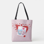Beren zoenen met liefdesharten overal tote bag (Achterkant)