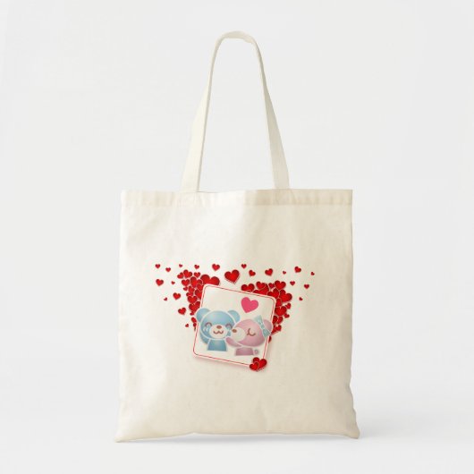 Beren zoenen met liefdesharten overal tote bag (Voorkant)