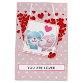 Beren zoenen met Red Hearts Valentijns Medium Cadeauzakje (Achterkant)