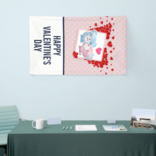 Beren zoenen met Red Hearts Valentijns Spandoek (Beurs)