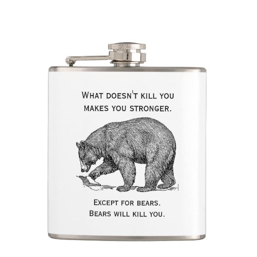 Beren zullen je gek maken heupfles (Voorkant)