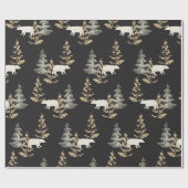 beren, zwarte steengrijs cadeaupapier (Vlak)