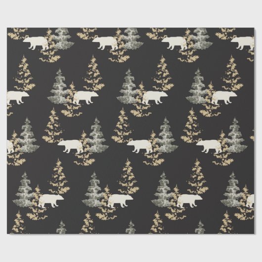 beren, zwarte steengrijs cadeaupapier (Vlak)