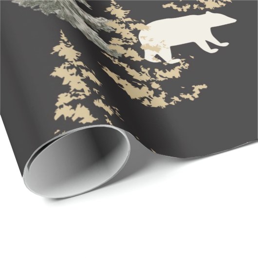 beren, zwarte steengrijs cadeaupapier (Rol Hoek)