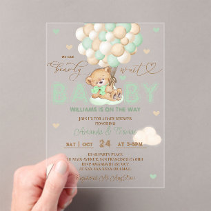 Berengreen ballonnen babyshower acryl uitnodigingen