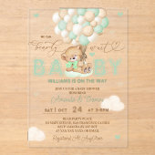 Berengreen ballonnen babyshower acryl uitnodigingen (Voorkant)