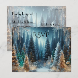 Berenpines in Winter Glow Huwelijks RSVP Uitnodiging Briefkaart