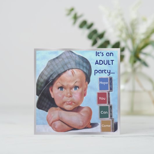 Beret Baby Uitnodiging (Staand voorkant)