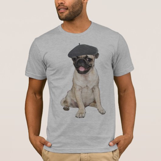 Beret Pug T-shirt (Voorkant)