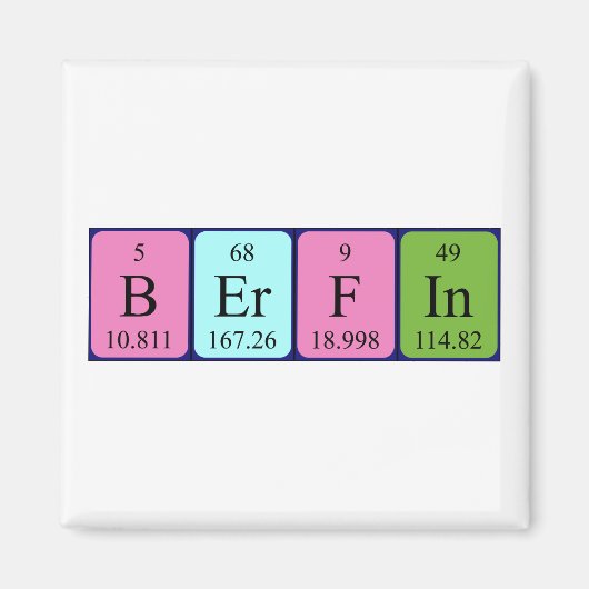 Berfin periodieke table name magnet (Voorkant)