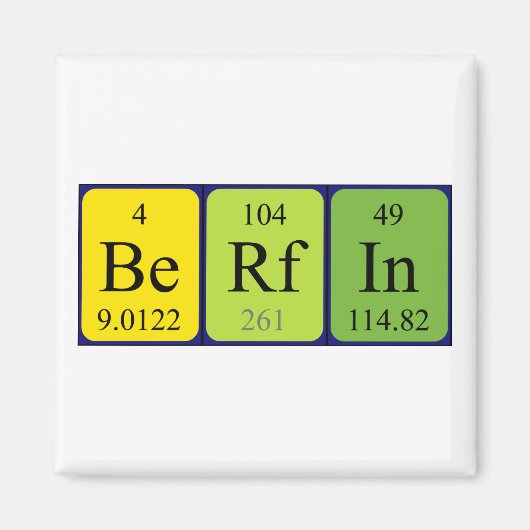 Berfin periodieke table name magnet (Voorkant)