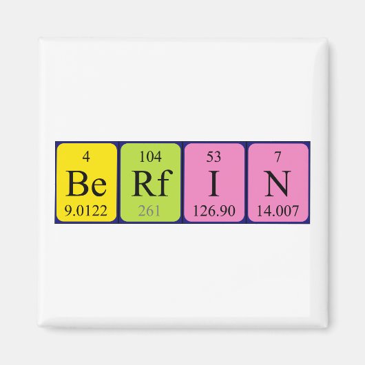 Berfin periodieke table name magnet (Voorkant)