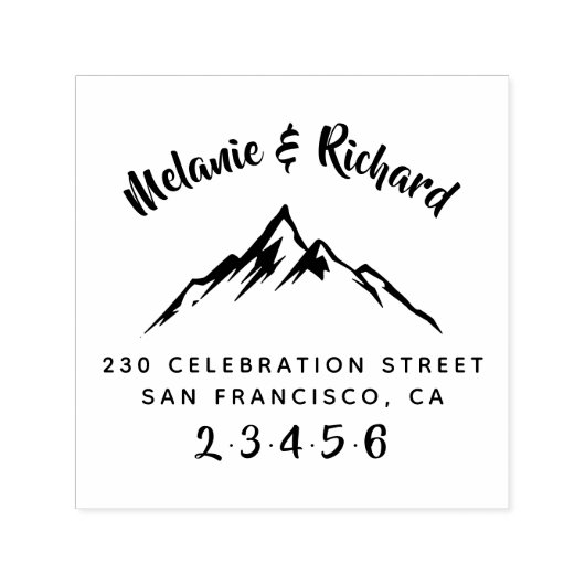 Berg | Aangepaste bruiloft-namen en retouradres Zelfinktende Stempel (Design)