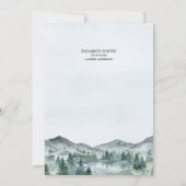 Berg Aquarel Groene Rustieke Boom Bruiloft Kaart (Achterkant)