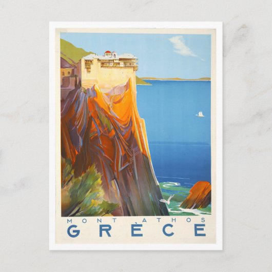  berg Athos, Griekenland, Reisposter Briefkaart (Voorkant)