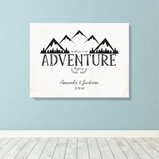 Berg Avontuur Alternatief Bruiloft Gastenboek Canvas Afdruk (Insitu (Houten vloer))