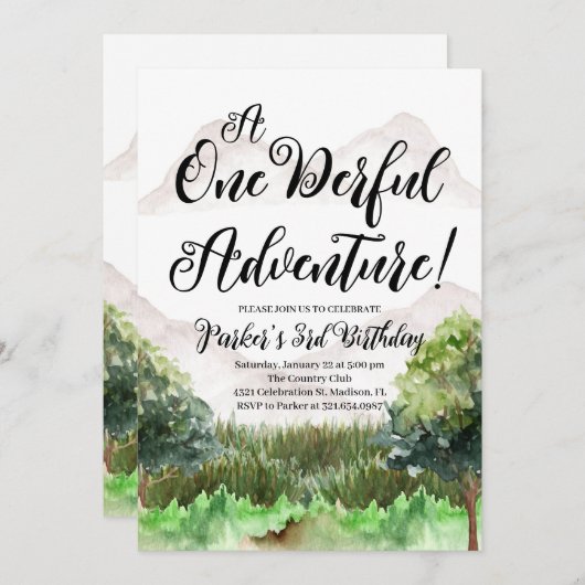 Berg Avontuur Verjaardag, Camping, Berg Kaart (Voorkant / Achterkant)