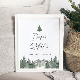 Berg Baby Shower Luierspel Lotingskaart Bord Poster