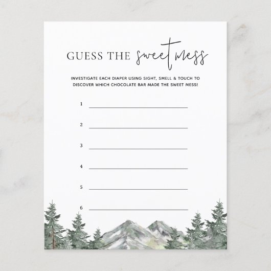 Berg Baby Shower Raad De Zoete Rommel Spel (Voorkant)